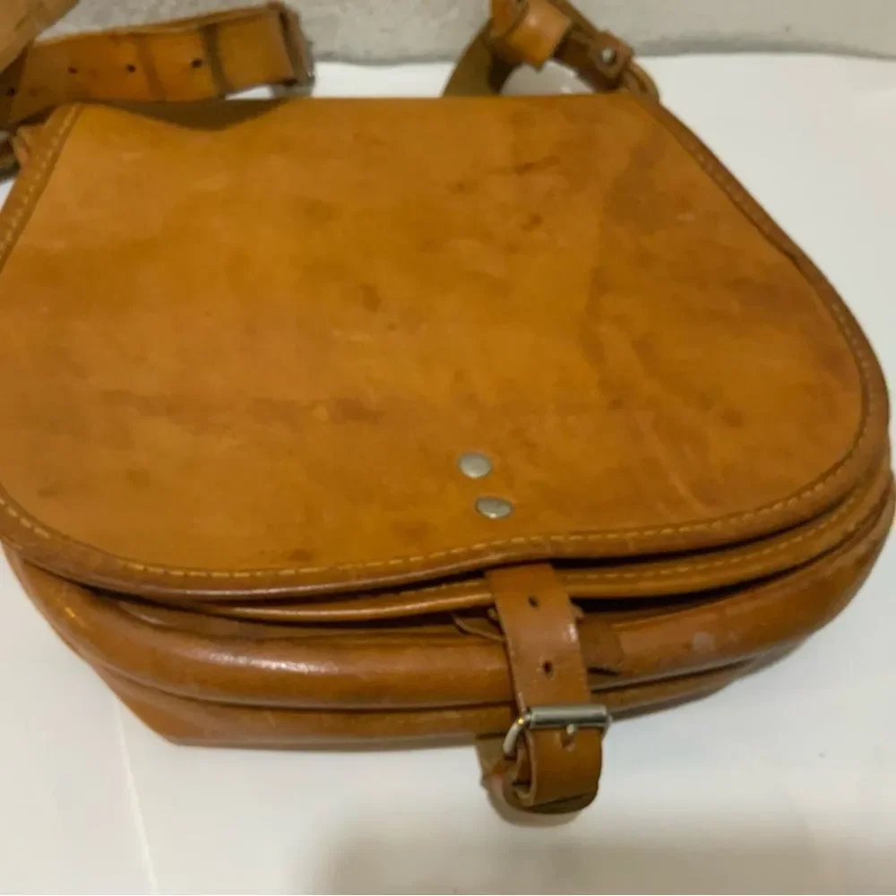 Vintage Leather bus conductors cash bag Tan Messenger Crossbody Satchel